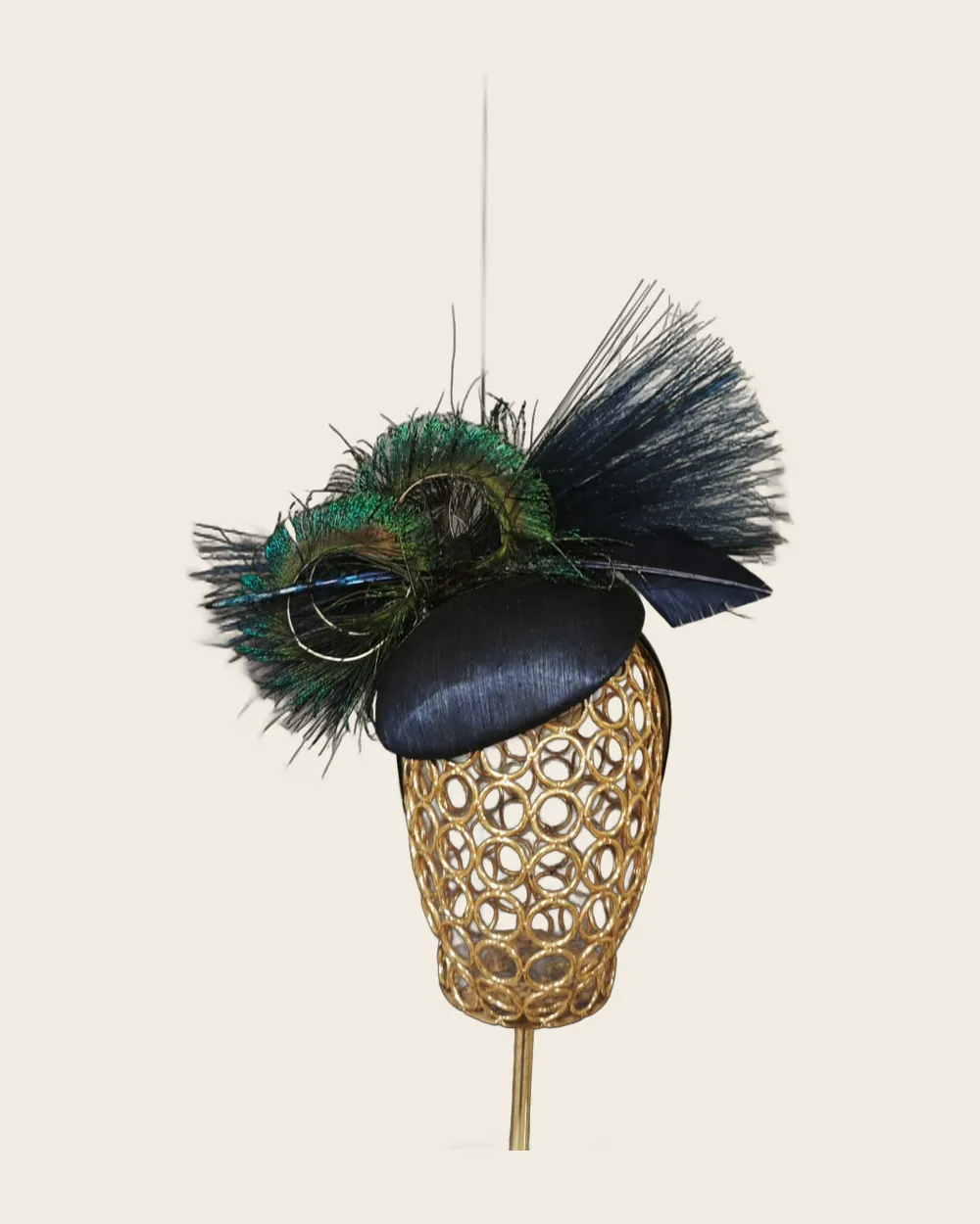 Peacock Navy Pillbox